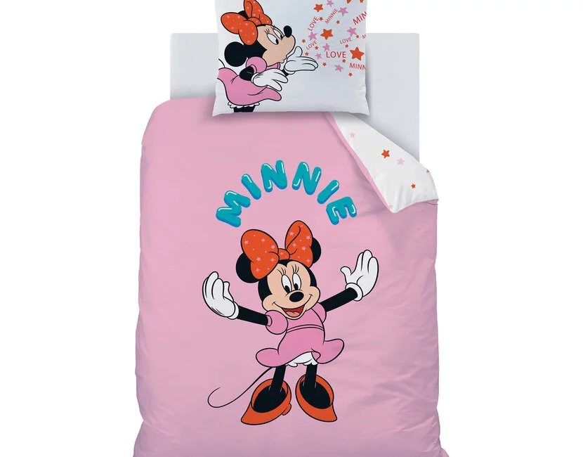 Disney Minnie Mouse Dekbedovertrek, Happy - 140 x 200 cm + 63 x 63 cm - Katoen