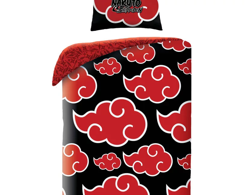 Naruto Dekbedovertrek, Red Cloud - Eenpersoons - 140 x 200 + 70 x 90 cm - Katoen