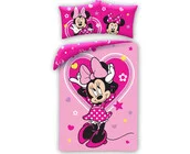 Disney Minnie Mouse Dekbedovertrek, Pink Love - Eenpersoons - 140 x 200 + 70 x 90 cm - Katoen