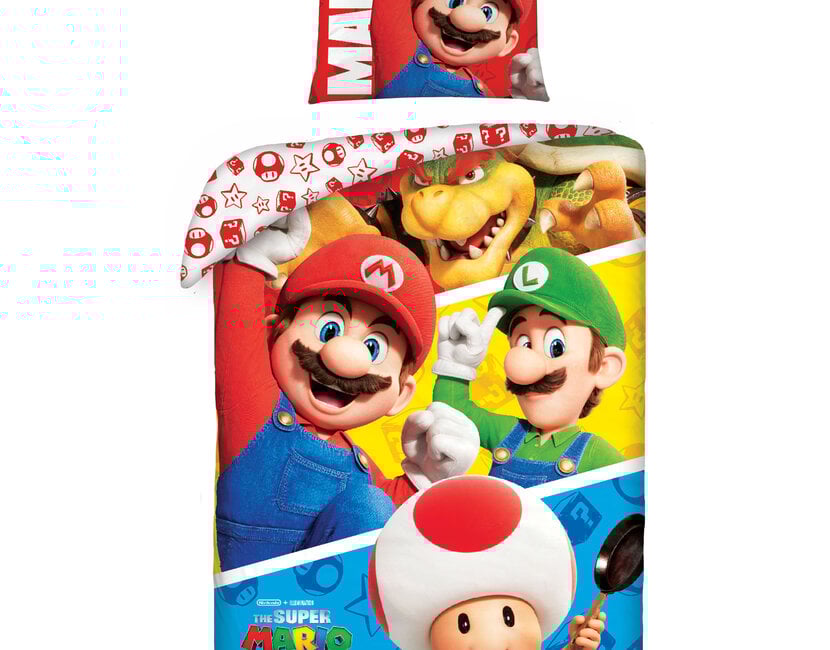Super Mario Dekbedovertrek Movie - 140 x 200 cm + 70 x 90 cm - Katoen