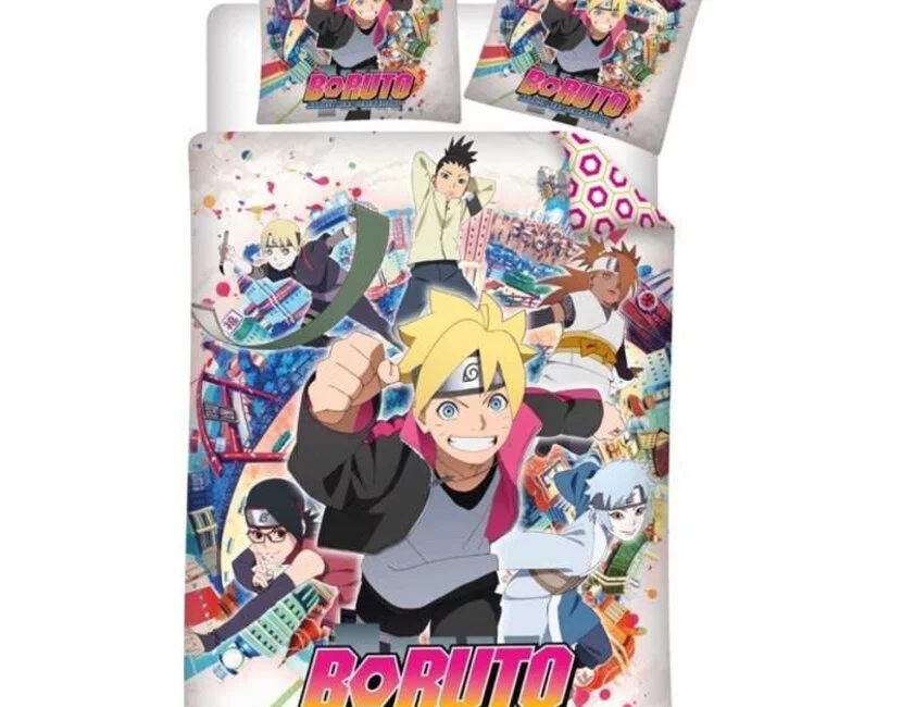 Naruto Dekbedovertrek, Boruto - 140 x 200 cm + 63 x 63 cm  - Polyester