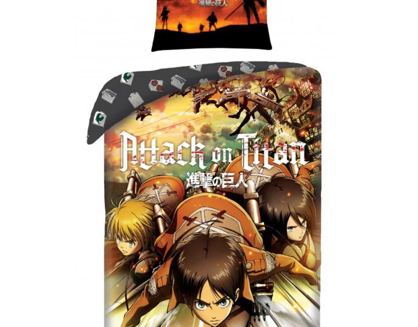 Attack on Titan Dekbedovertrek, Eren - 140 x 200 cm + 70 x 90 cm - Katoen