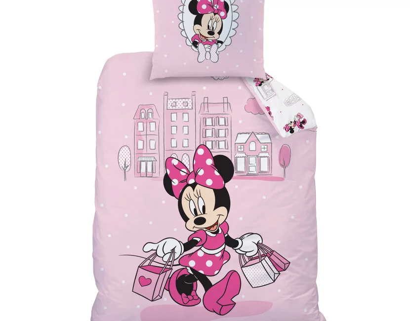 Disney Minnie Mouse Dekbedovertrek, Shopping - 140x200 cm + 1 x 63x63cm - Katoen