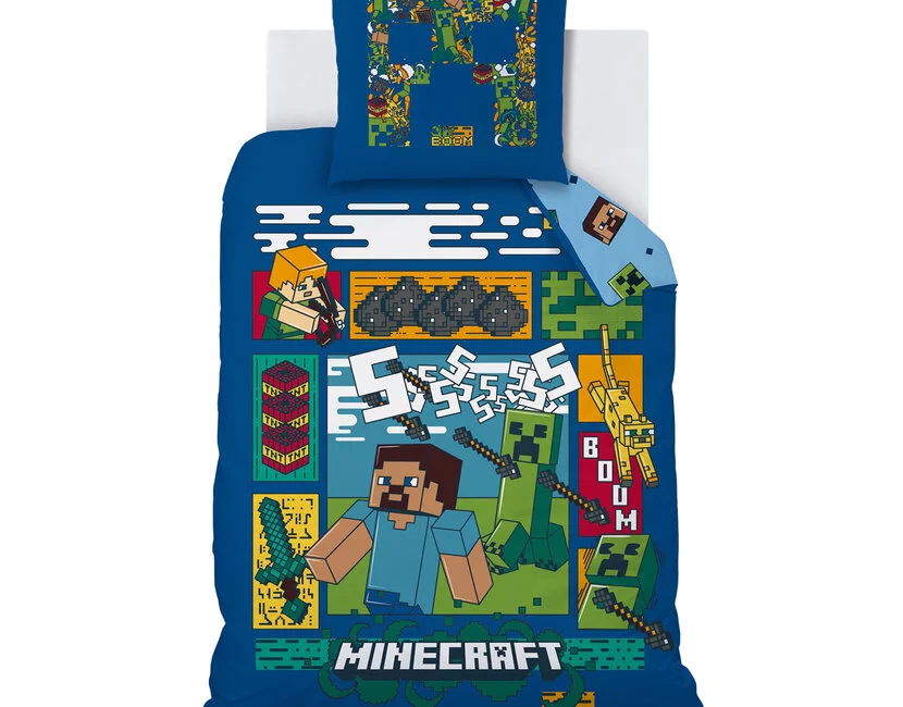 Minecraft Dekbedovertrek, Update - 140x200 cm + 1 x 63x63cm - Katoen