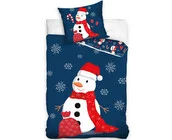 Kerst Dekbedovertrek, Sneeuwman - 140 x 200 + 60 x 70 cm - Katoen