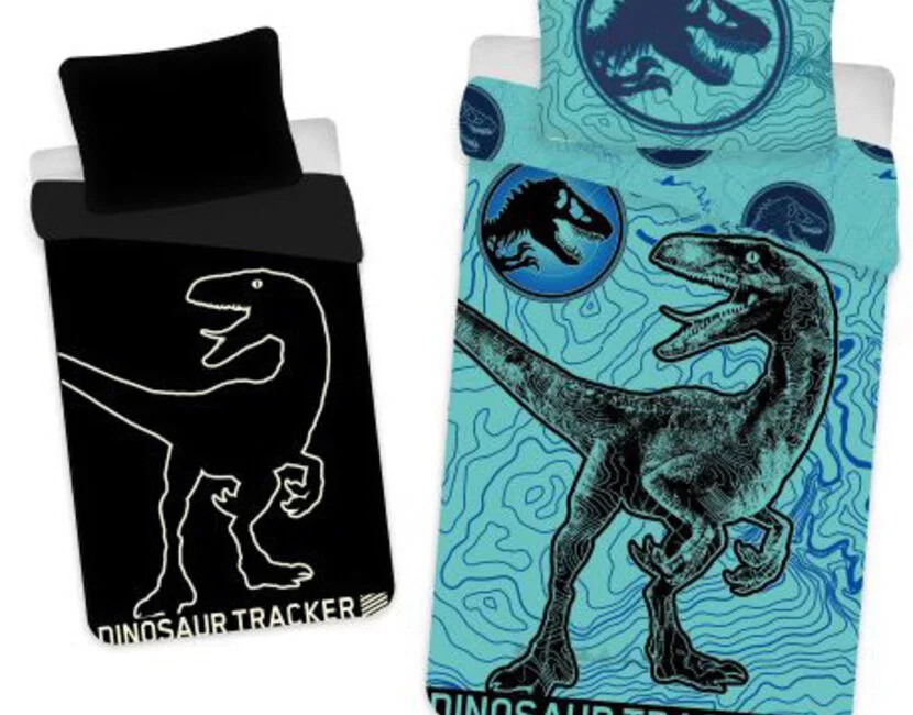 Jurassic World Dekbedovertrek, Tracker Glow in the Dark - 140 x 200 cm + 70 x 90 cm - Katoen