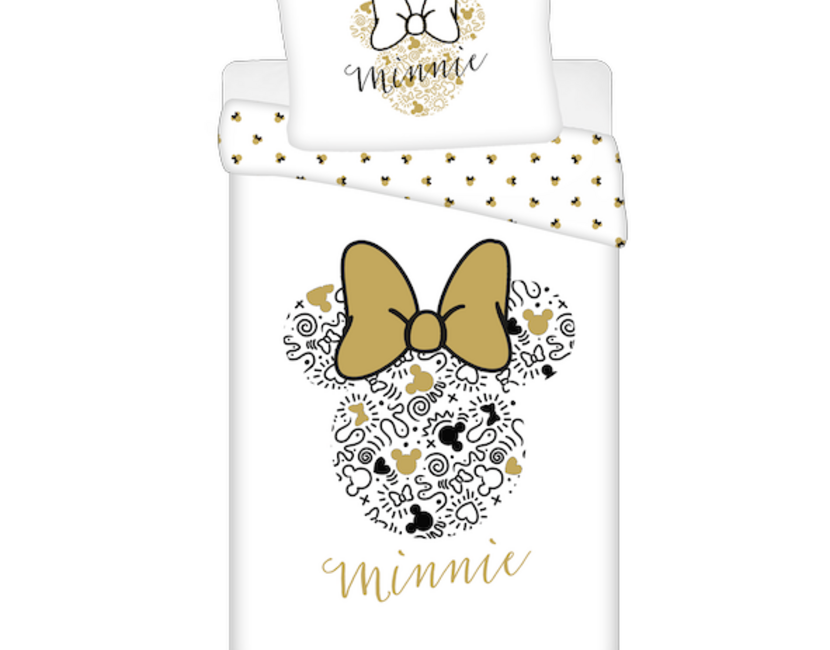 Disney Minnie Mouse Dekbedovertrek Gold  - 140 x 200 cm + 70 x 90 cm - Katoen