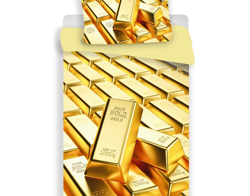 Goud Dekbedovertrek, Gold Bars - 140 x 200 + 70 x 90 cm - Polyester