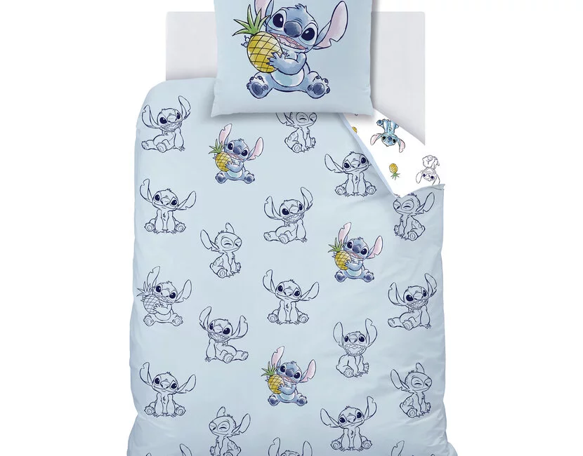 Disney Lilo & Stitch Dekbedovertrek, Ananas - Eenpersoons - 140 x 200 + 63 x 63 cm - Katoen