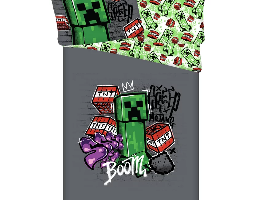 Minecraft Dekbedovertrek, Metro Art - Eenpersoons - 140 x 200 + 70 x 90 cm - Katoen