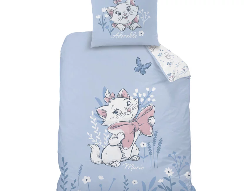 Disney Aristocats Dekbedovertrek, Spring - Eenpersoons -140 x 200 + 63 x 63 cm - Katoen