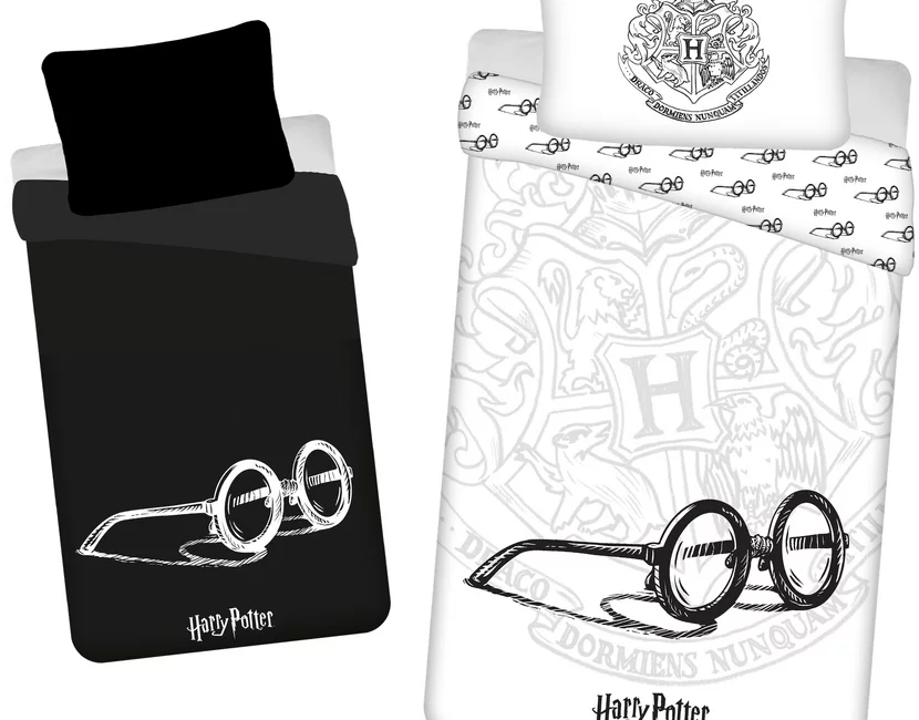 Harry Potter Dekbedovertrek Glow in the Dark, Bril - Eenpersoons - 140 x 200 cm + 70 x 90 cm  - Katoen