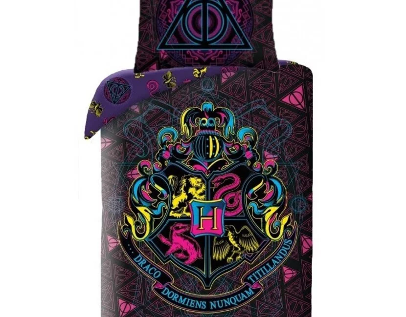 Harry Potter Dekbedovertrek, Neon - 140 x 200 cm + 70 x 90 cm - Katoen