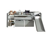Halfhoogslaper Pino - Grijs - 90x200cm - met glijbaan, 2 lades en bedplank (variant 4)