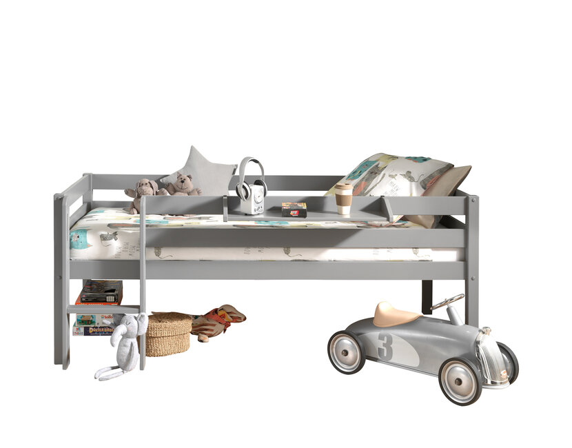 Halfhoogslaper Pino - Grijs - 90x200cm - met bedplank (variant 2)