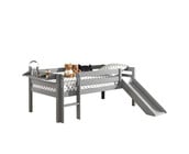 Halfhoogslaper Pino - Grijs - 90x200cm - met glijbaan en bedplank (variant 3)
