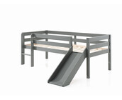 Halfhoogslaper Pino - Grijs - 90x200cm - met glijbaan en bedplank (variant 3)