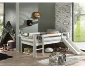 Halfhoogslaper Pino - Wit - 90x200 - met glijbaan en bedplank (variant 3)