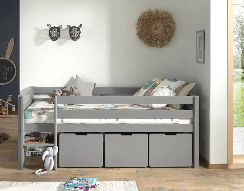 Halfhoogslaper Pino - Grijs - 90x200cm - met 3 lades (variant 5)