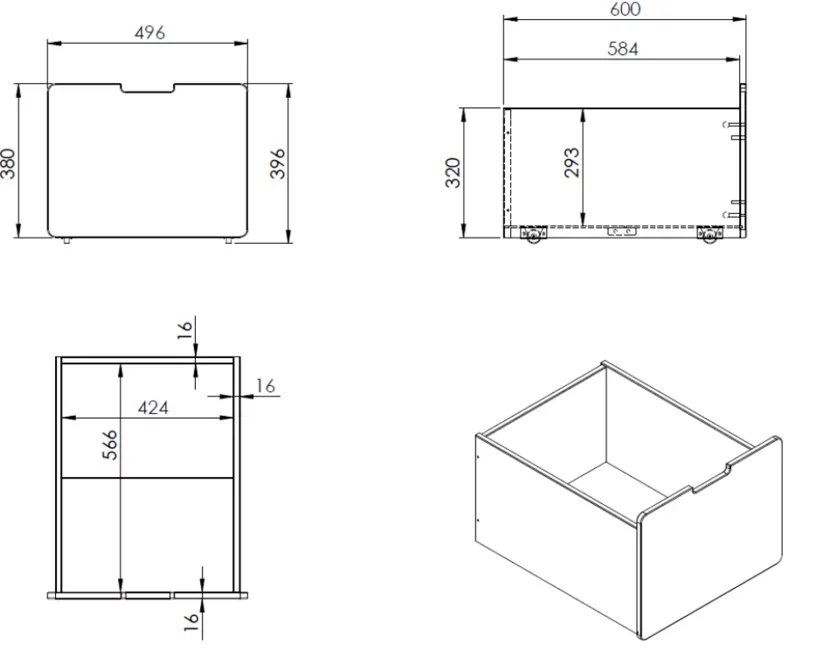 Halfhoogslaper Pino - Grijs - 90x200cm - met 3 lades (variant 5)