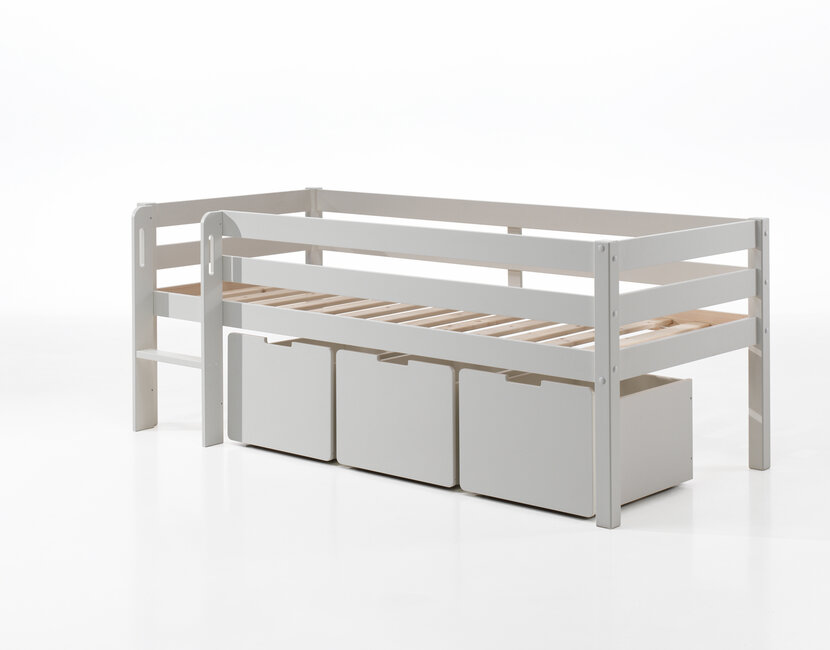 Halfhoogslaper Pino - Wit - 90x200 - met 3 lades (variant 5)
