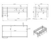 Halfhoogslaper Pino - Wit - 90x200 - met 3 lades (variant 5)