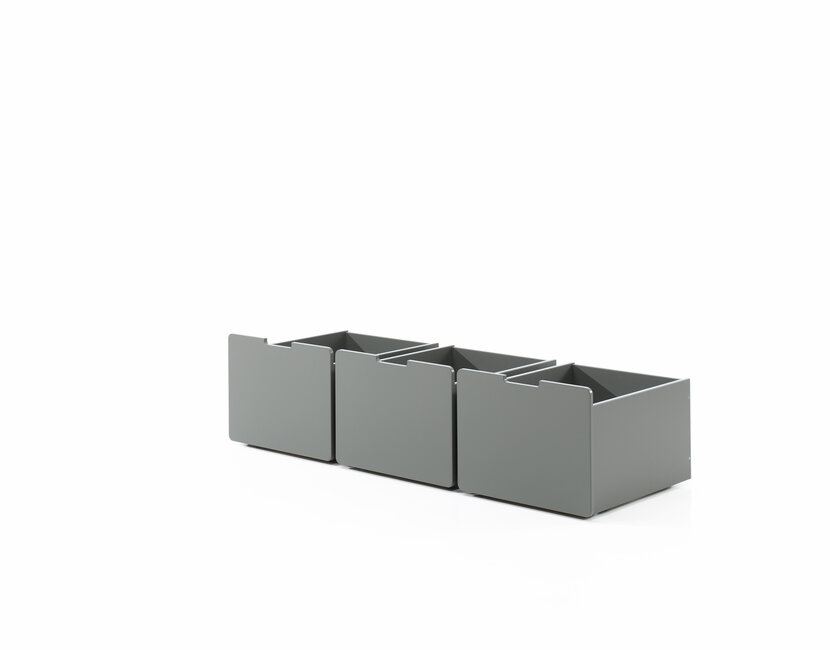 Halfhoogslaper Pino - Grijs - 90x200cm - met 3 lades en bedplank (variant 6)