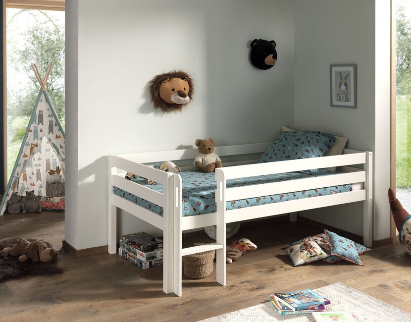 Halfhoogslaper Pino - Wit - 90x200 - alleen het bed (variant 1)