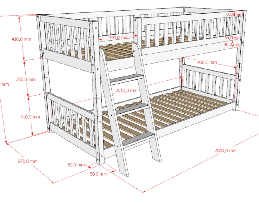 Stapelbed Montessori - Ronald - Natuur - 90x200