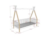 Bedbank Tipi - wit met naturel houtkleur - 90x200