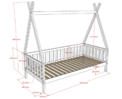 Bedbank Tipi - wit  - 90x200