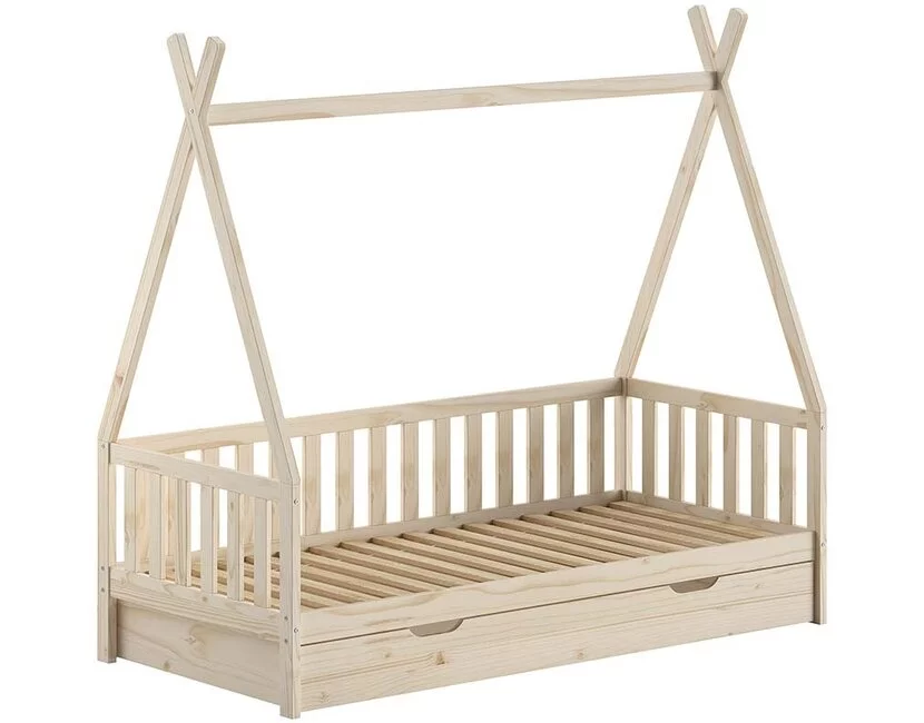 Bedbank Tipi - Naturel houtkleur  - 90x200
