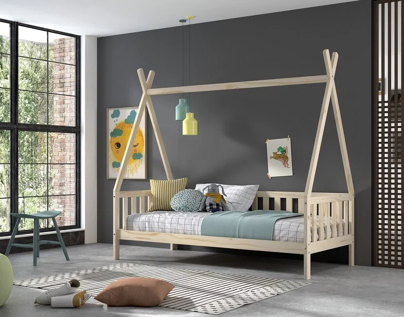 Bedbank Tipi - Naturel houtkleur  - 90x200