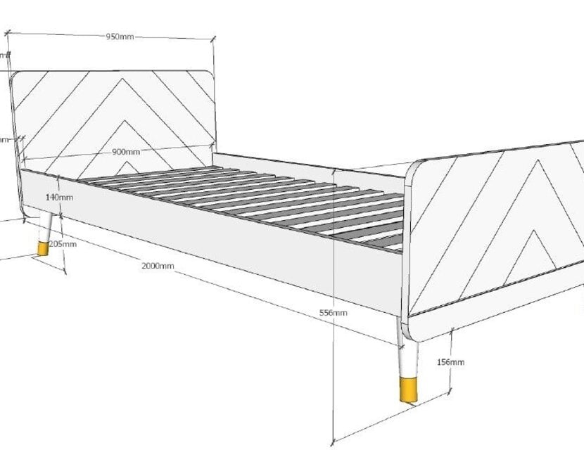 Kinderbed Billy - Satijn wit - 90x200