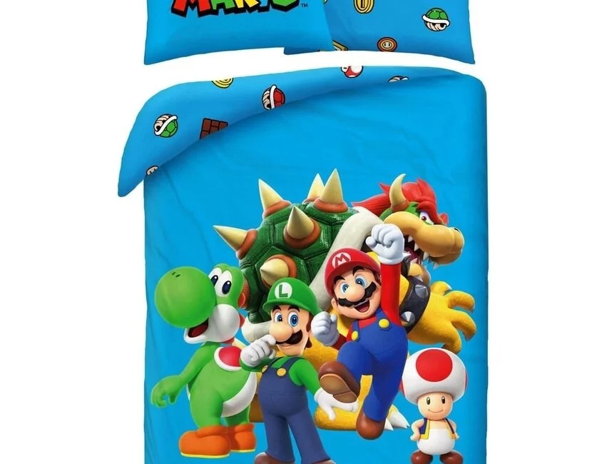 Super Mario Dekbedovertrek, Squad - Eenpersoons - 140 x 200 + 70 x 90 cm - Polyester