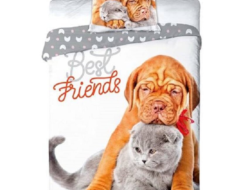 Animal Pictures Dekbedovertrek Cat & Dog - 140x200 + 70x90cm - 100% katoen