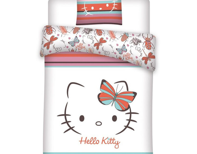 Hello Kitty Dekbedovertrek Vlinder - 140 x 200 cm / 65 x 65 cm - Polykatoen