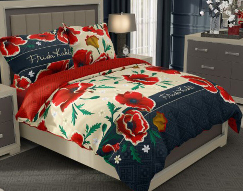 Frida Kahlo 1-persoons Dekbedovertrek Poppy - 140 x 200 cm + 70 x 90 cm - Katoen