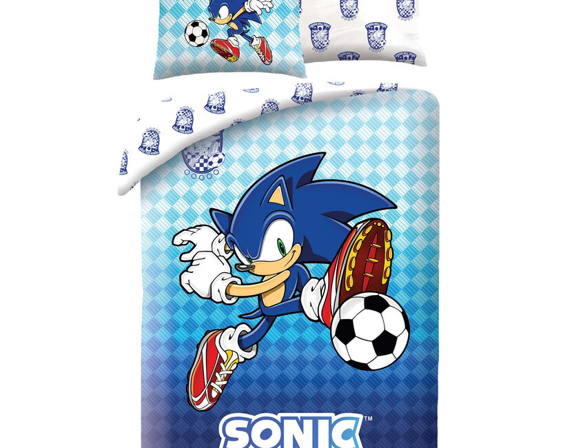 Sonic the Hedghog Dekbedovertrek, Voetbal - Eenpersoons - 140 x 200 + 70 x 90 cm - Polyester