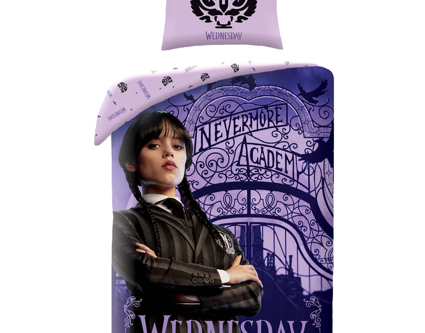Wednesday Dekbedovertrek, Nevermore Academy - Eenpersoons - 140 x 200 cm / 70 x 90 cm - Katoen