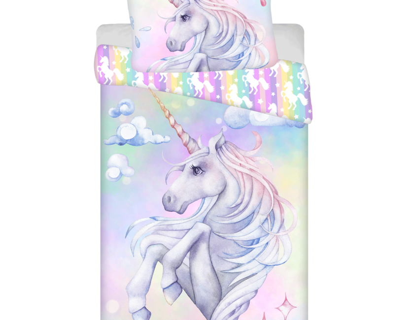 Sweet Home Dekbedovertrek, Unicorn - Eenpersoons - 140 x 200 + 70 x 90 cm - Katoen