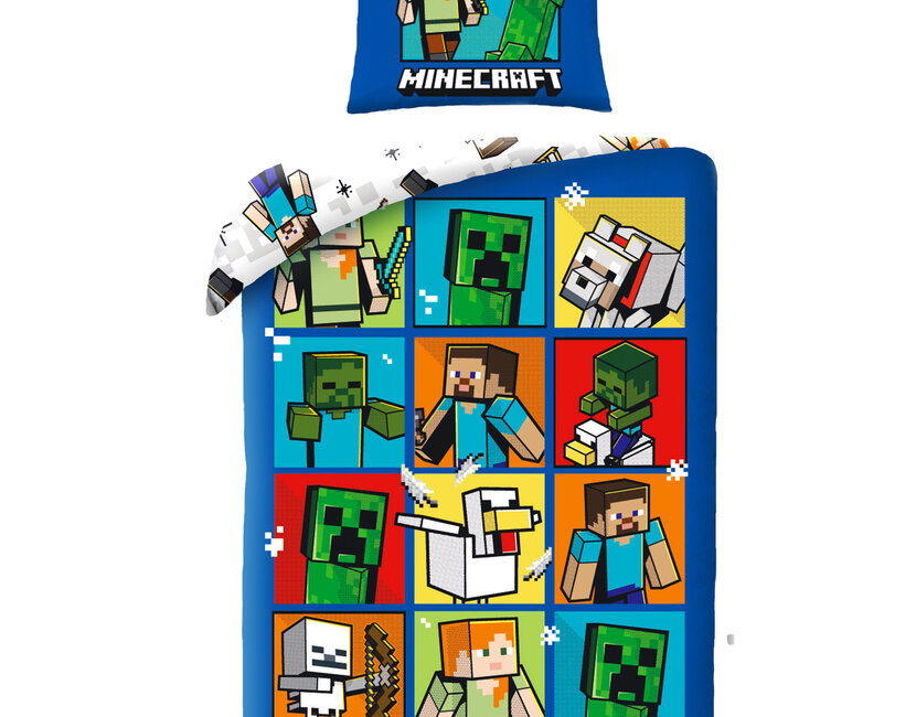 Minecraft Dekbedovertrek, Creepers - Eenpersoons - 140 x 200 + 70 x 90 cm  - Katoen