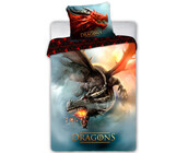 Draak Dekbedovertrek, Fire Dragon - 140 x 200 cm + 70 x 90 cm - Katoen