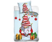 In Home Dekbedovertrek, Christmas Gnome - Eenpersoons - 140 x 200 + 60 x 70 cm - Katoen