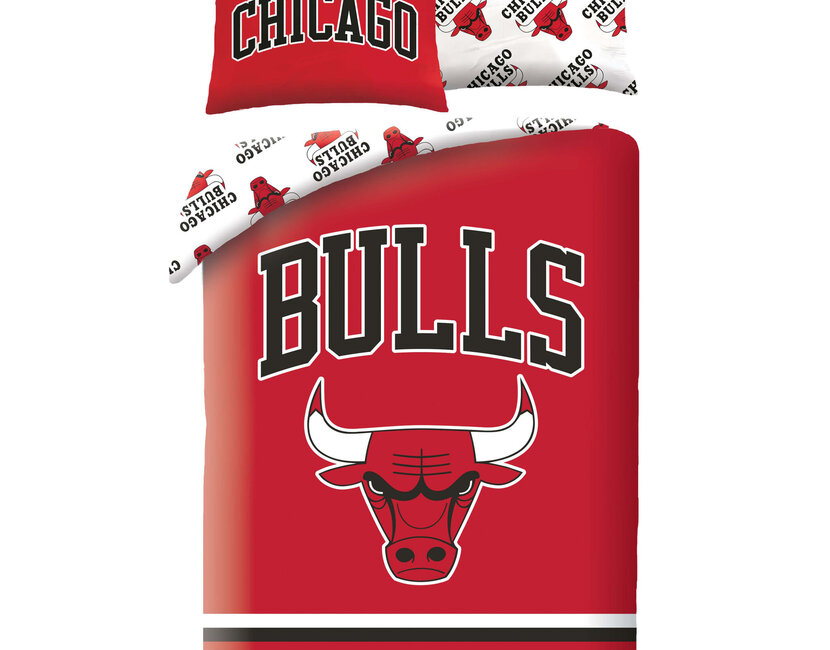 Chicago Bulls Dekbedovertrek, Logo - Eenpersoons - 140 x 200 + 70 x 90 cm - Polyester