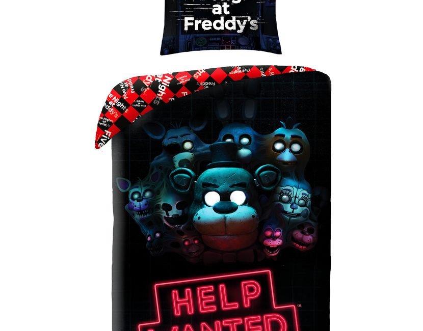 Five Nights at Freddy's Dekbedovertrek, Help Wanted - Eenpersoons - 140 x 200 + 70 x 90 cm - Polyester