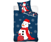 Kerst Dekbedovertrek, Sneeuwman - 140 x 200 + 60 x 70 cm - Katoen