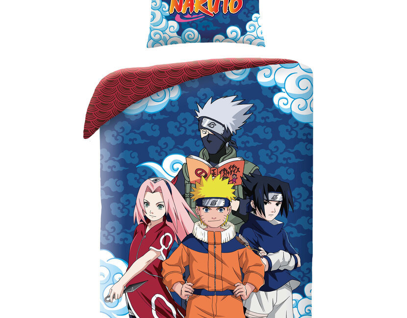 Naruto Dekbedovertrek, Sasuke Sakura Kakashi - Eenpersoons - 140 x 200 + 65 x 65 cm - Katoen