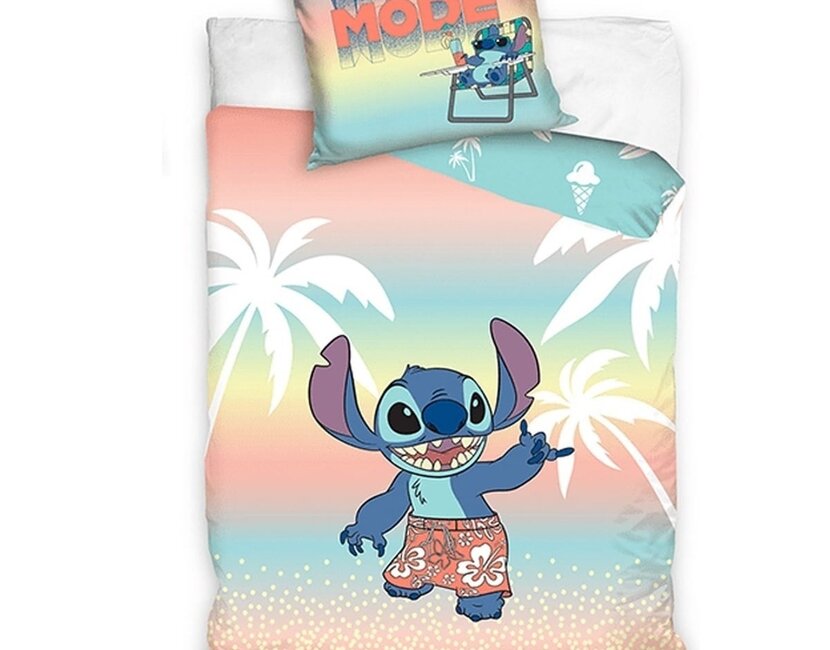 Disney Lilo & Stitch Dekbedovertrek, Vacay Mode - Eenpersoons - 140 x 200 + 60 x 70 cm - Katoen