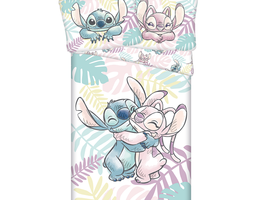 Disney Lilo & Stitch Dekbedovertrek, Leaves - Eenpersoons - 140 x 200 cm / 70 x 90  cm - Katoen